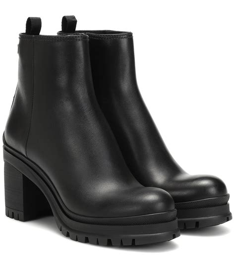 prada black ankle boots flat 36.5|prada 55 leather ankle boots.